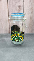 Hand Painted Jar with Attatched Lid
