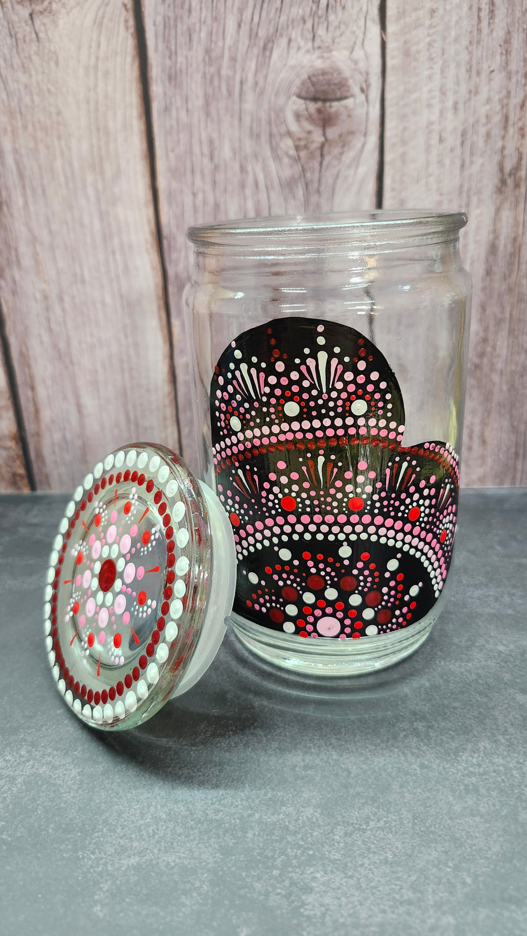 Hand Painted Red Heart on Jar with Lid