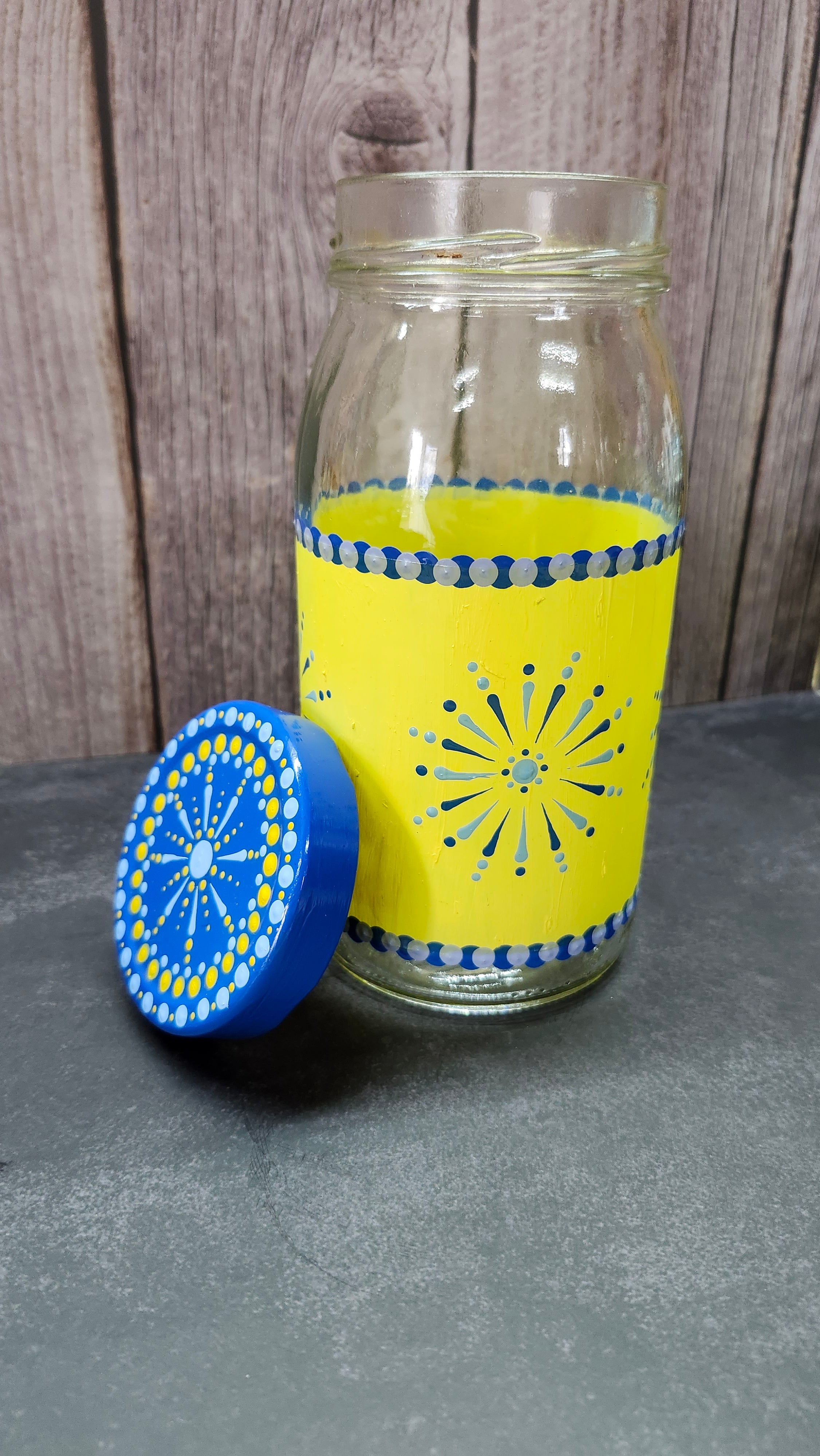 Hand Painted Yellow Jar