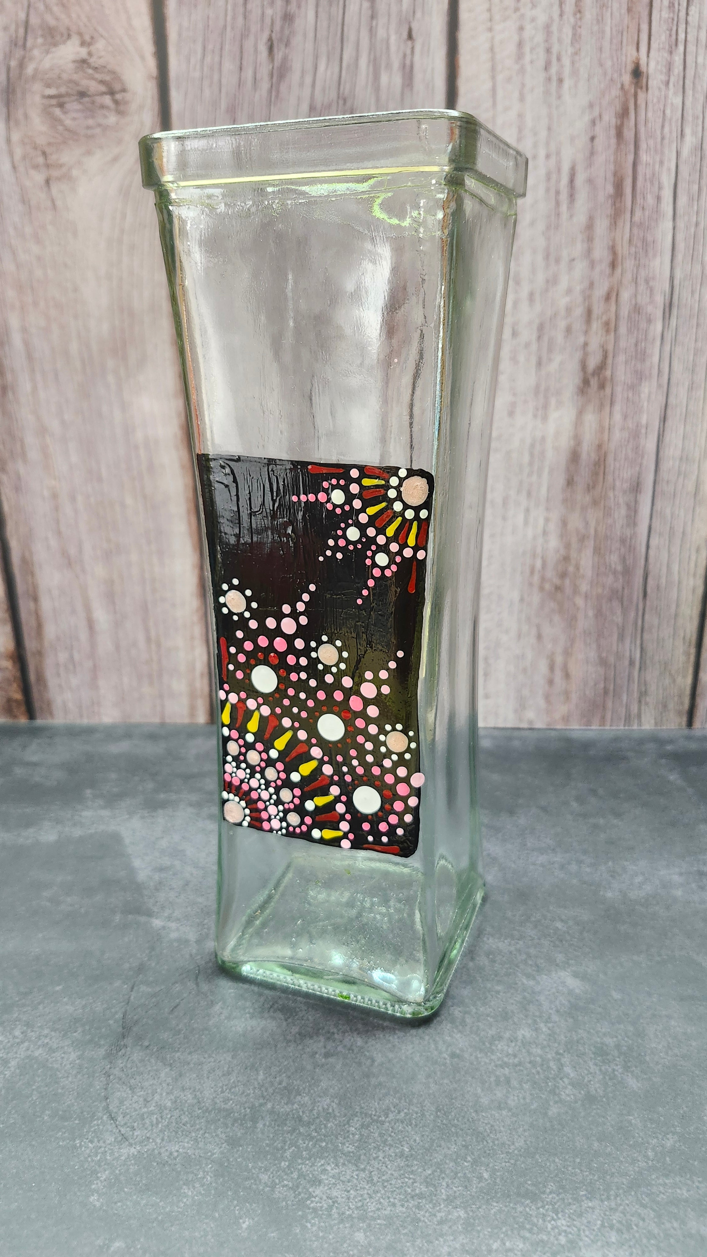 Hand Painted Square Vase