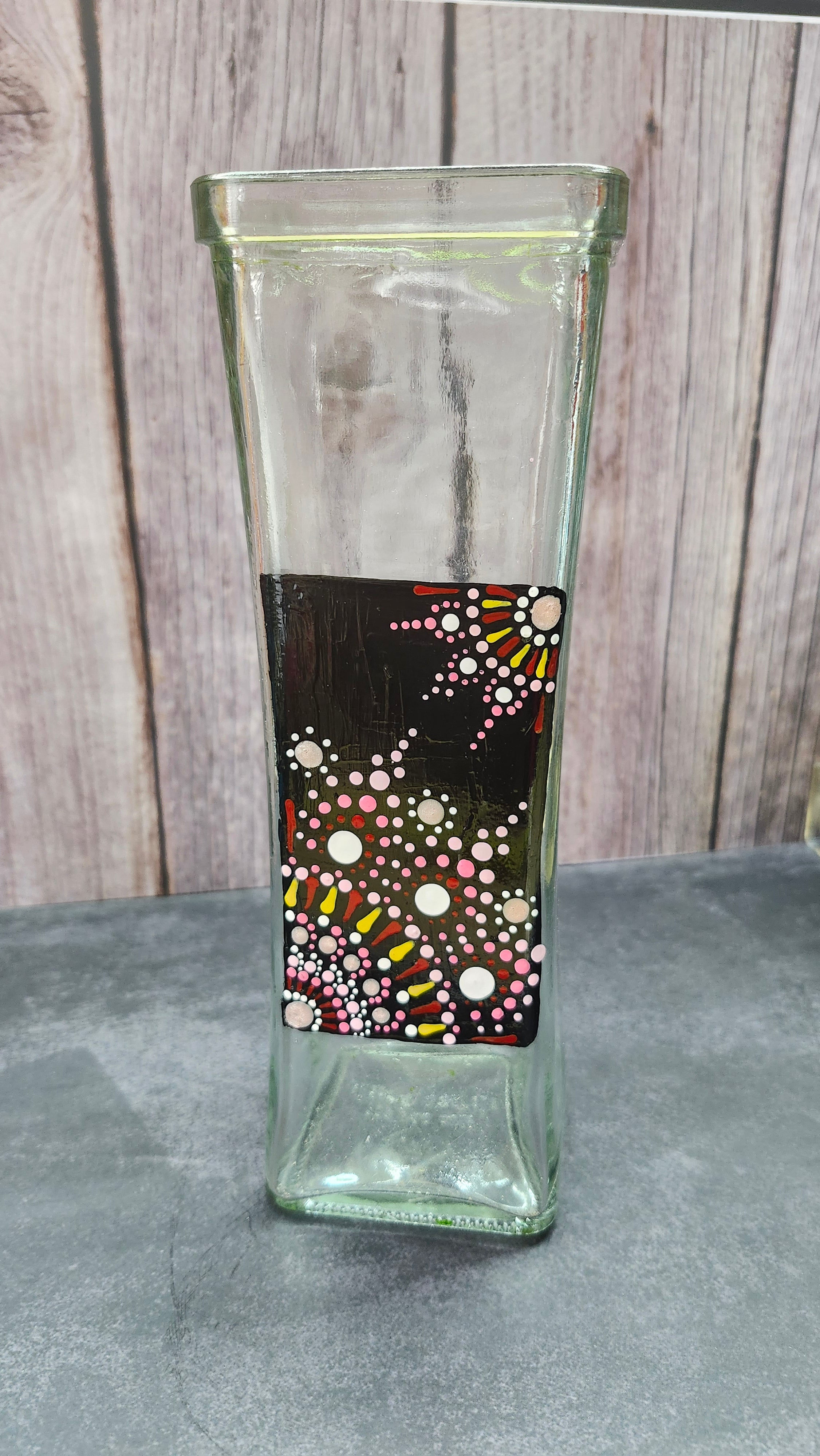 Hand Painted Square Vase