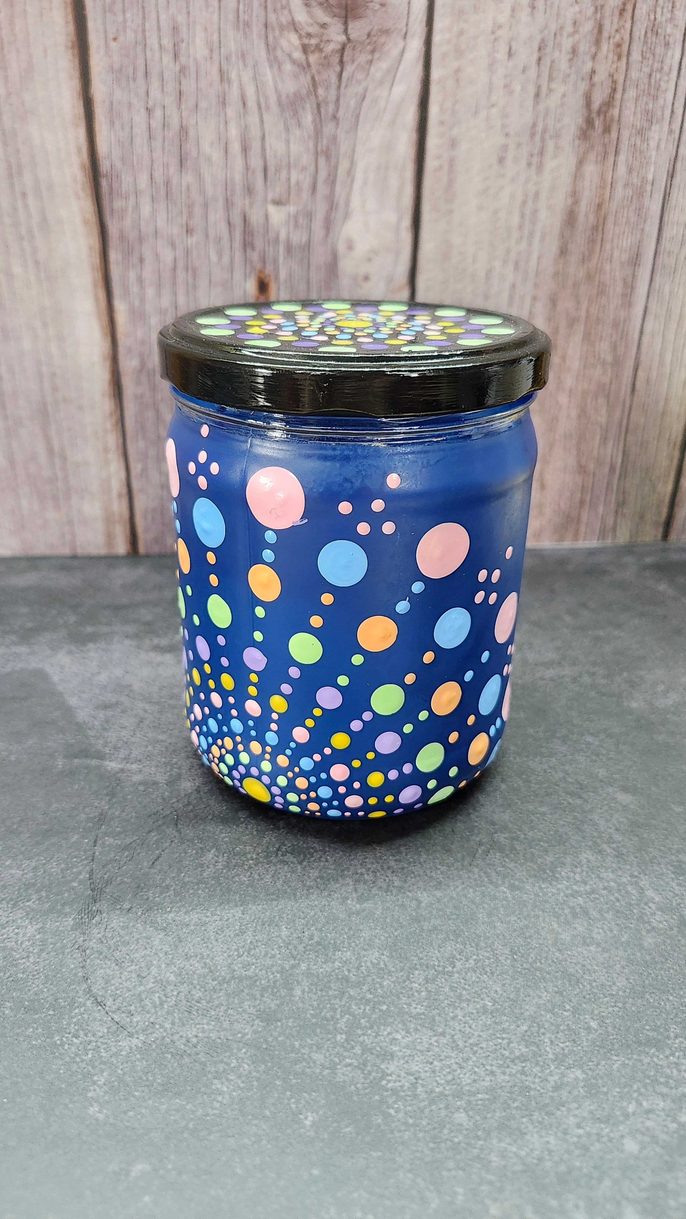 Hand Painted Blue Jar