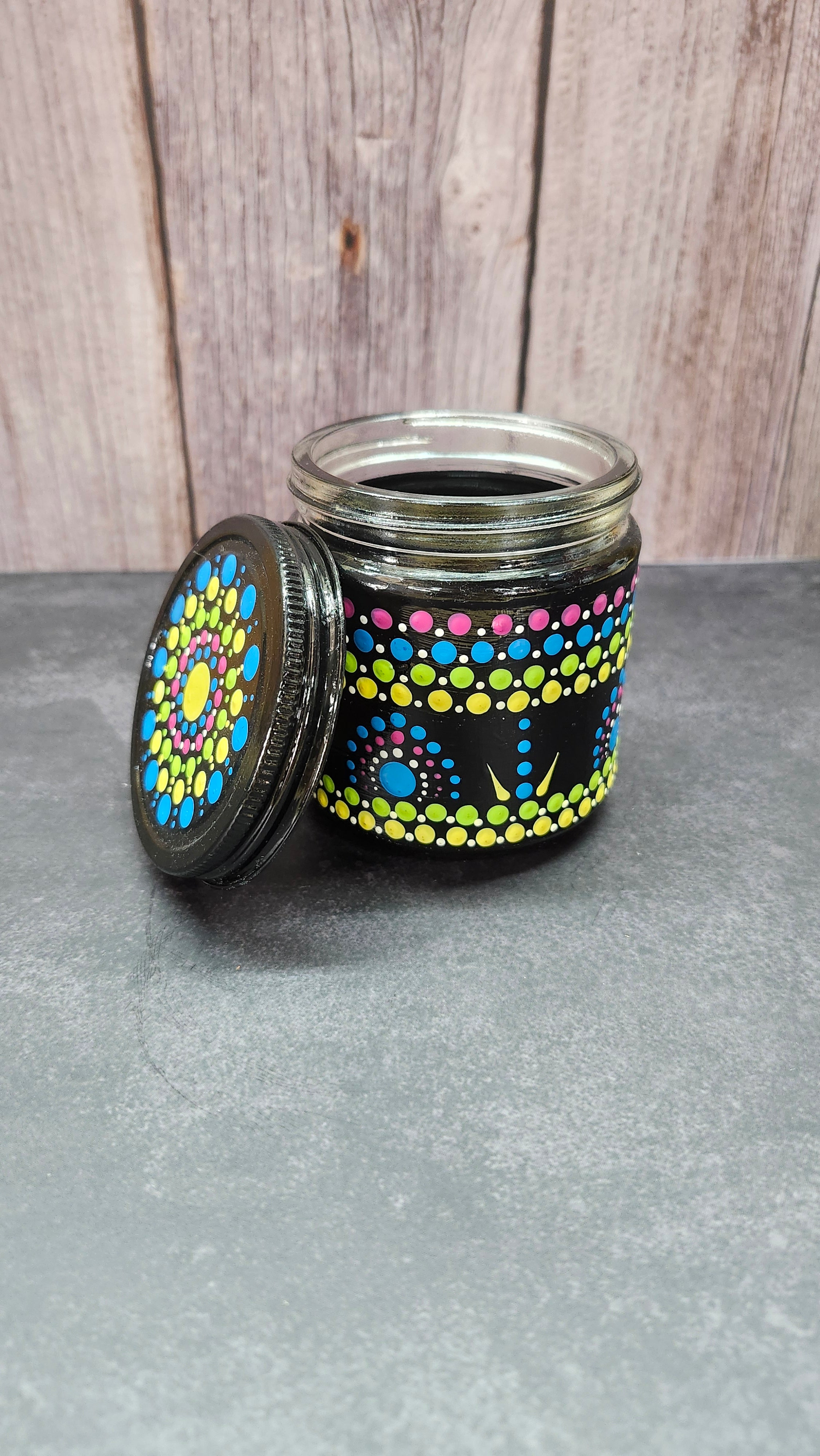 Hand Painted Black Jar
