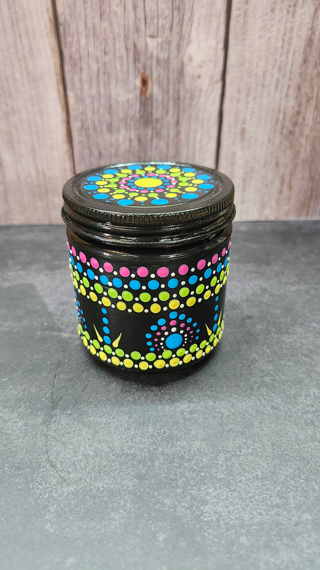 Hand Painted Black Jar