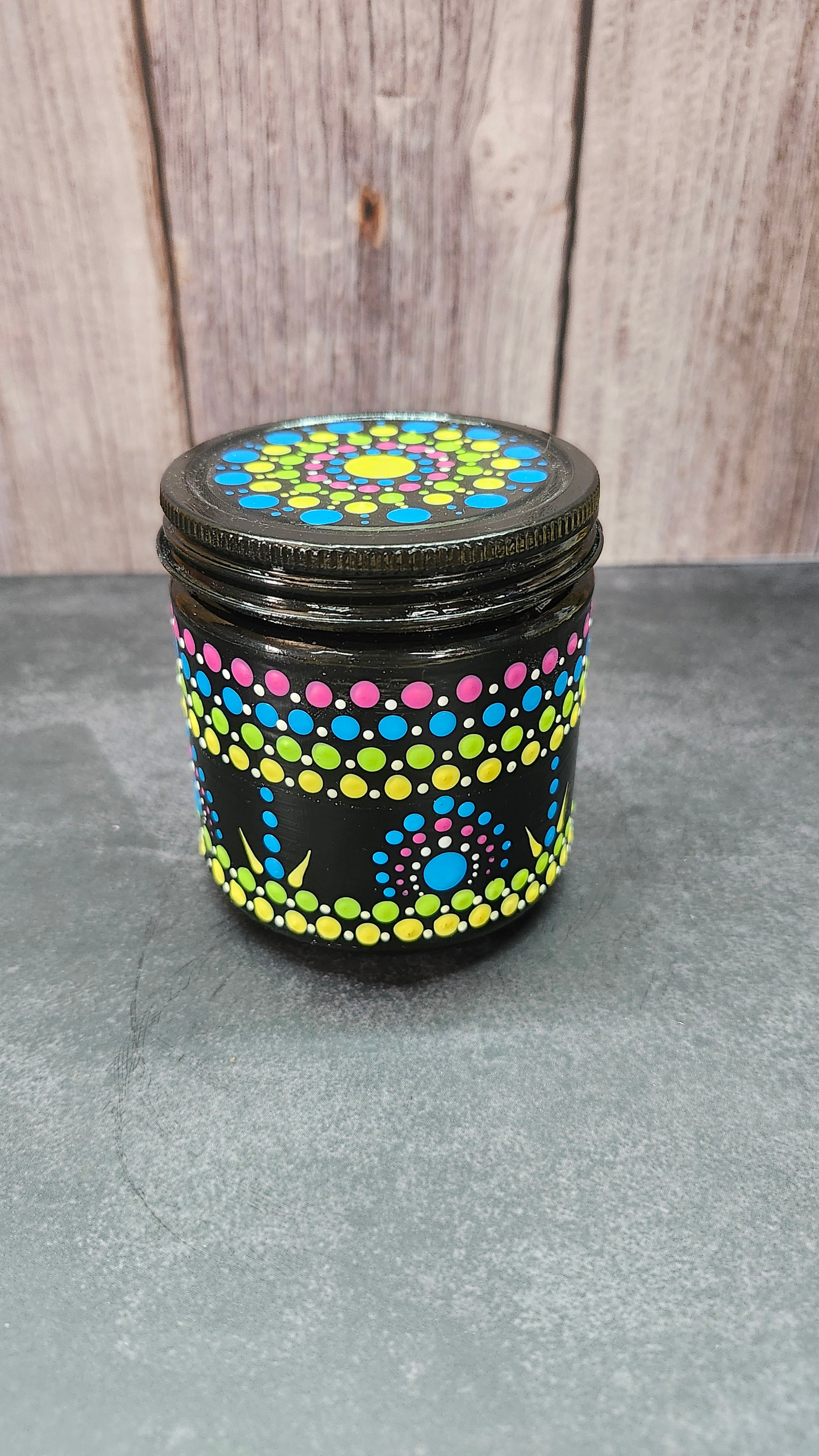Hand Painted Black Jar