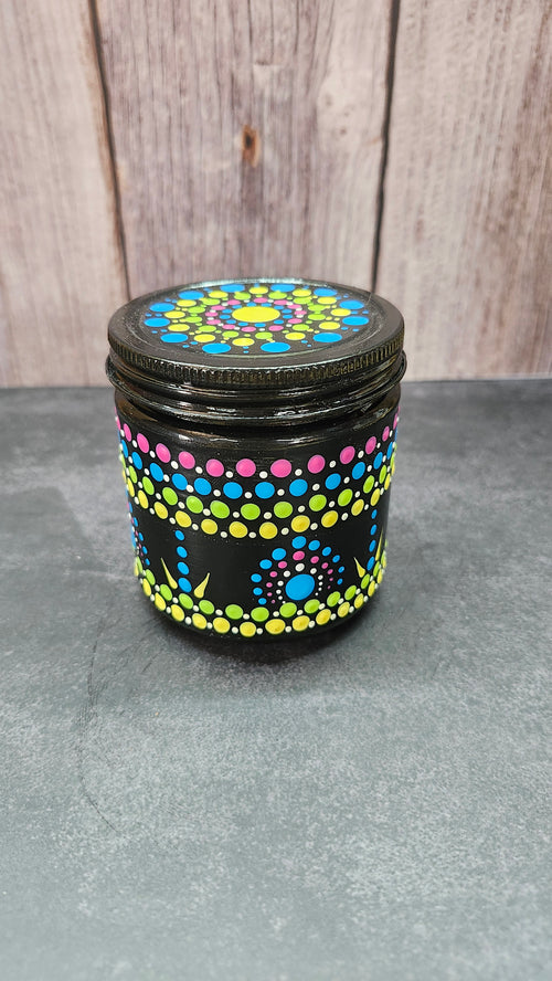 Hand Painted Black Jar