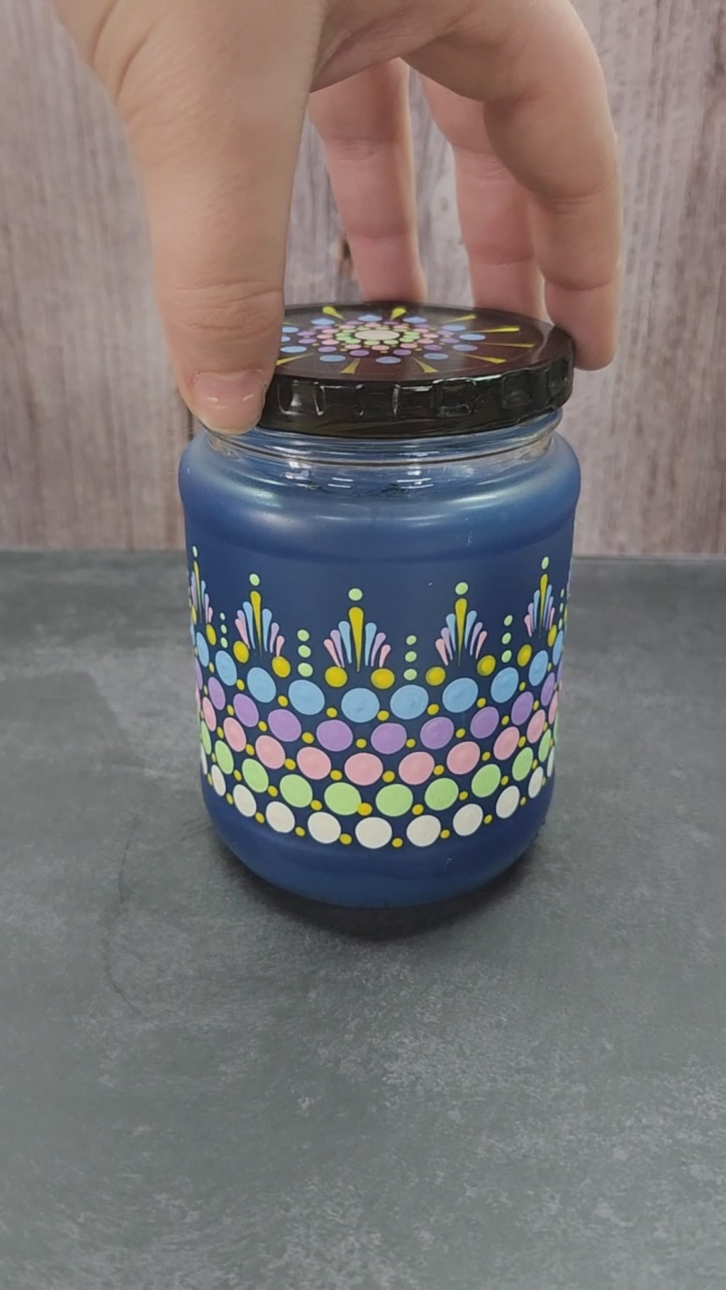 Hand Painted Blue Jar