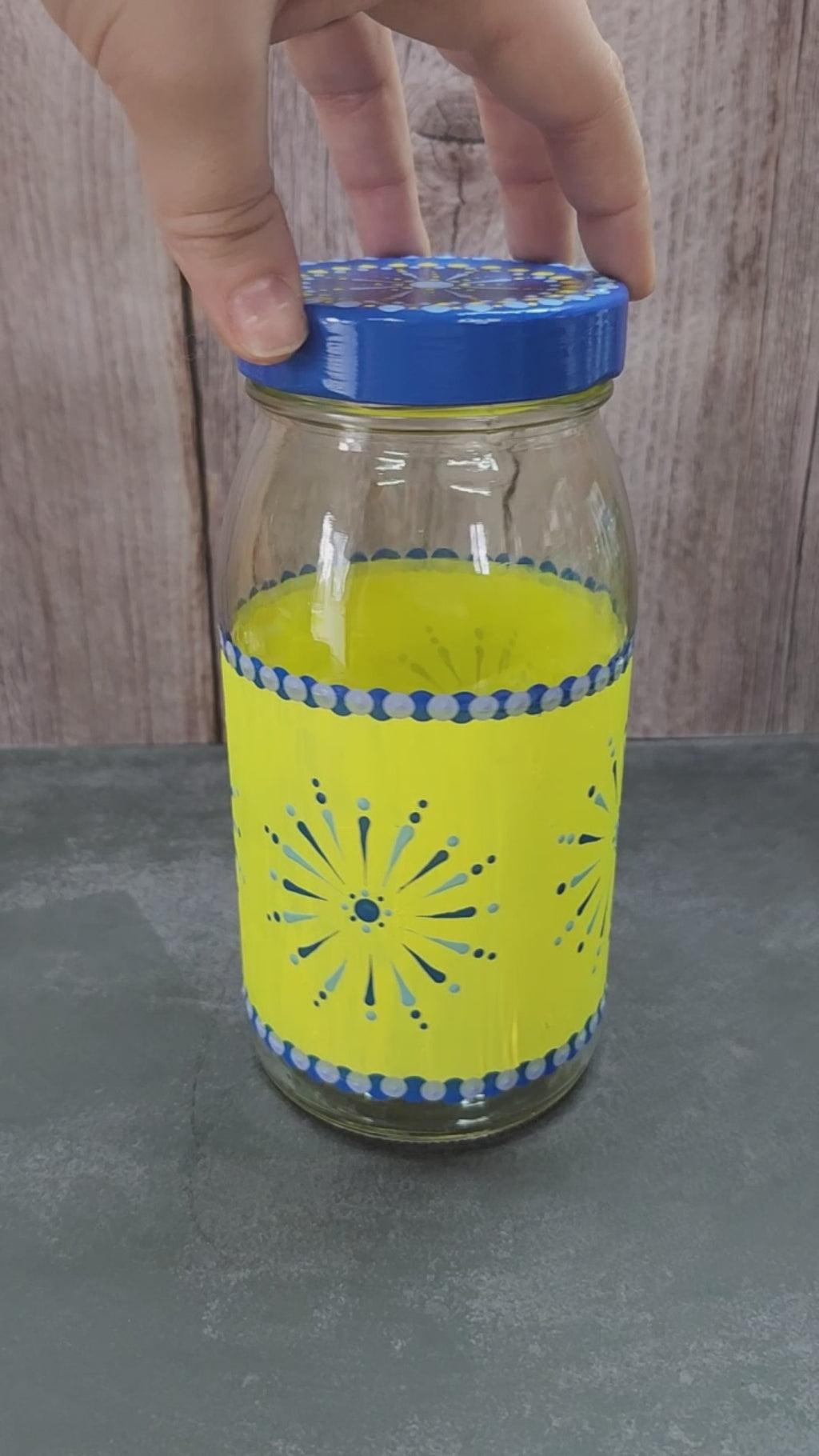 Hand Painted Yellow Jar