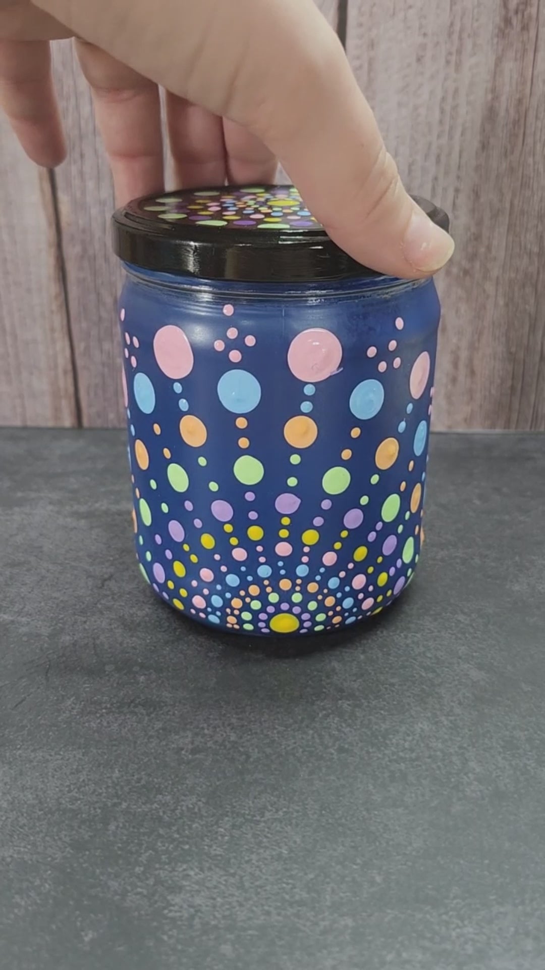 Hand Painted Blue Jar