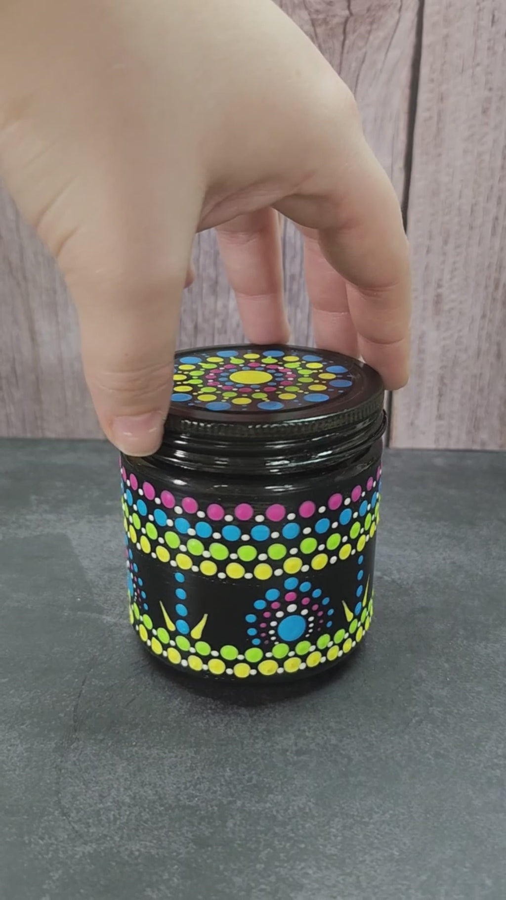 Hand Painted Black Jar
