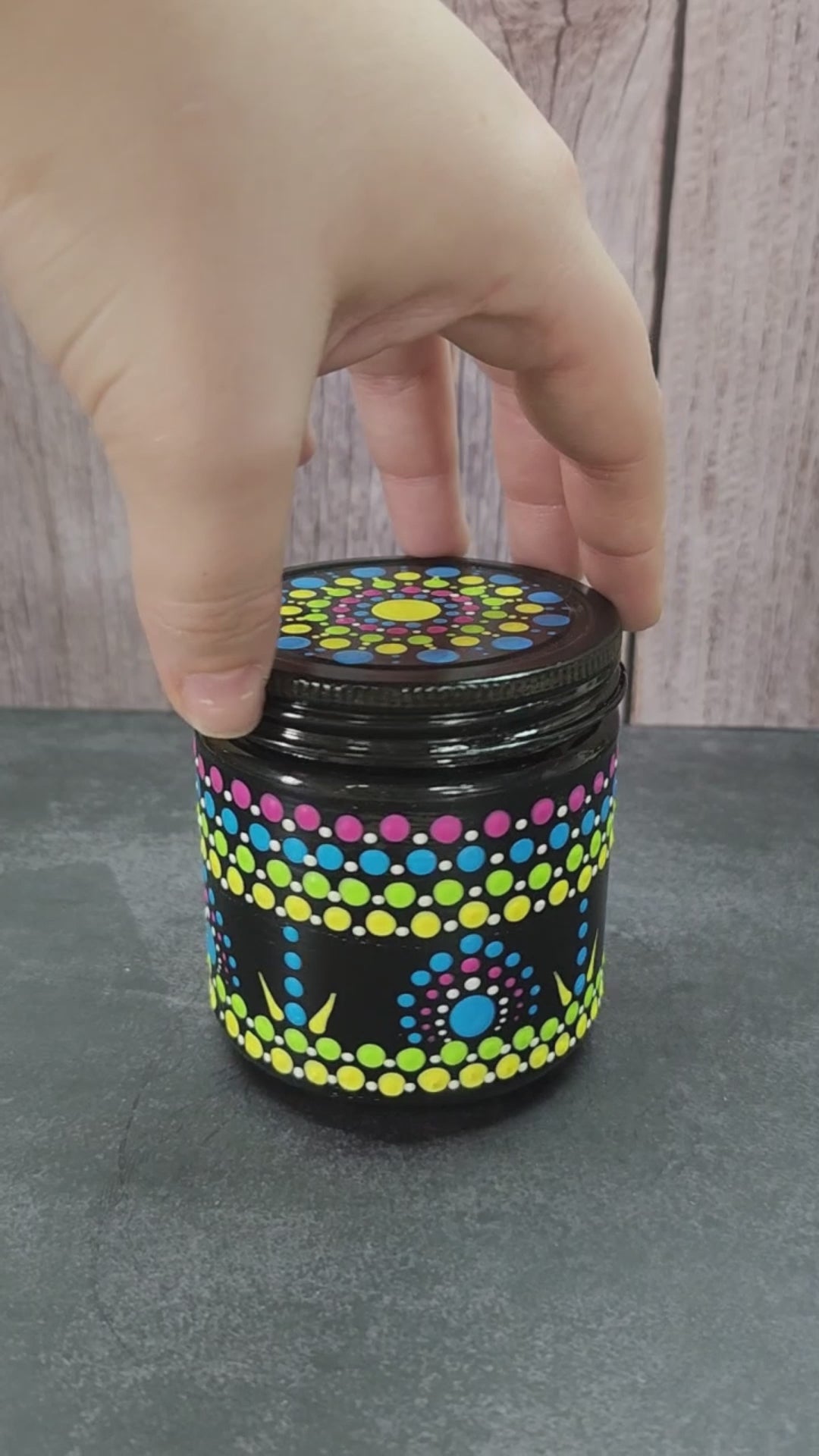 Hand Painted Black Jar